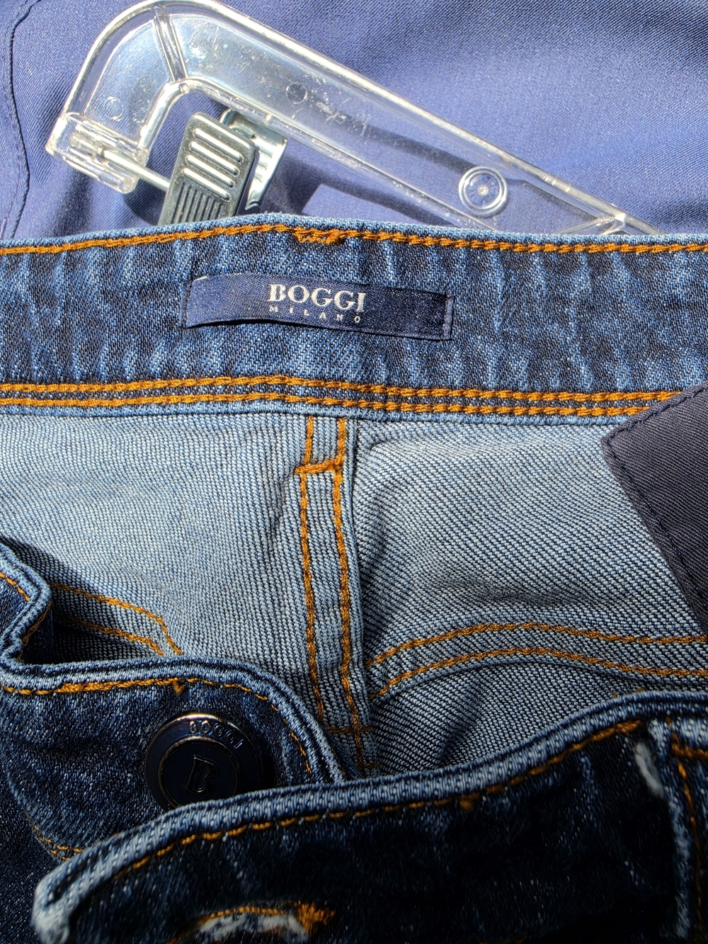 Boggi Milano Luxury Cotton Straight Men's Jeans Dark Wash Claude Denim Size 36 - Picture 9 of 10
